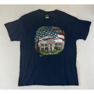Vintage Elvis Presley EPE Shirt Men's XL Blue Graceland Memphis Rock King USA